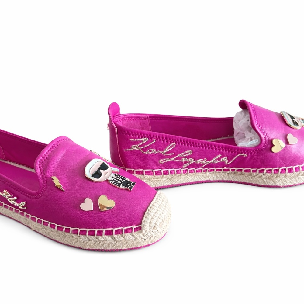 Pink Espadrille Flats with Fashion Icon Design - Picture 2 of 2